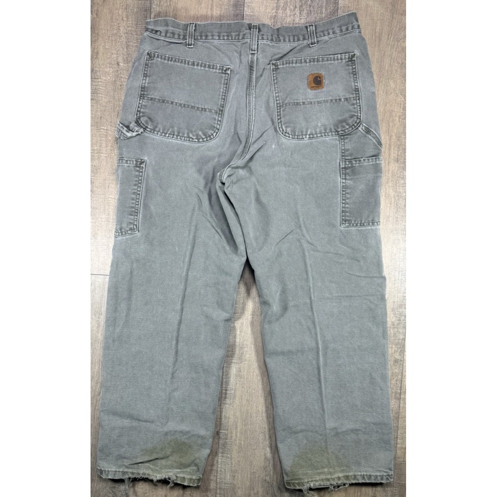 Vintage 90s Carhartt Dungaree Baggy Cargo Pants Olive Green Distress Size 33x28
